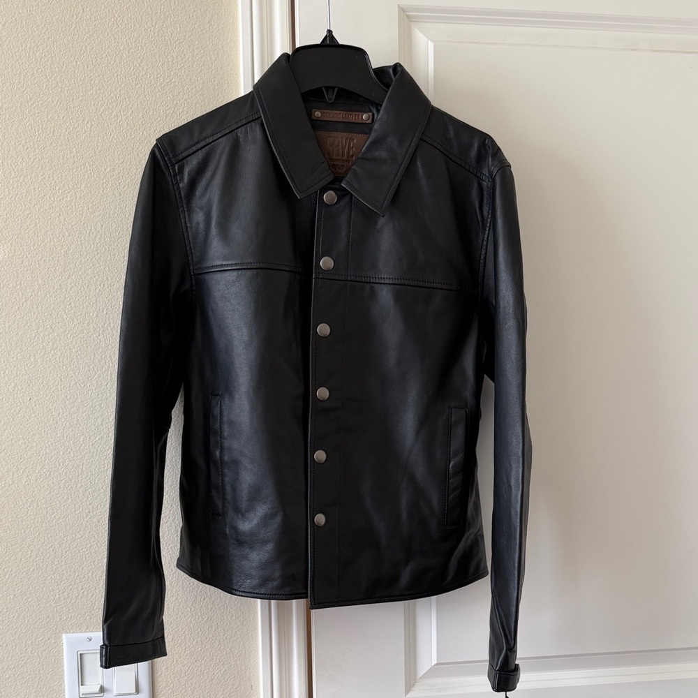 Frye Black Leather Shirt Jacket